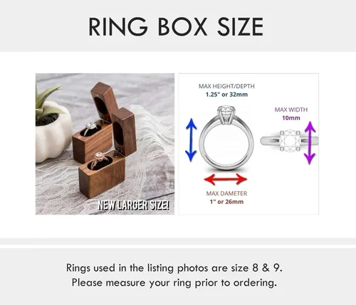 Vista 3 de MUUJEE ¿Qué tal para siempre? - Caja de anillo de propuesta grabada en madera, caja de anillo de portador para ceremonia de boda, idea de decoración