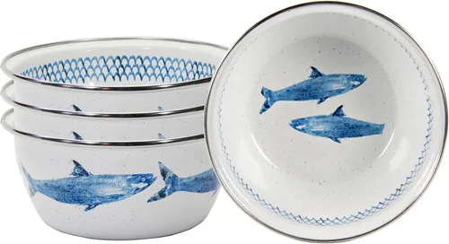 Vista 10 de Golden Rabbit Enamelware Ensaladeras, 24 onzas, Crab House, juego de 4