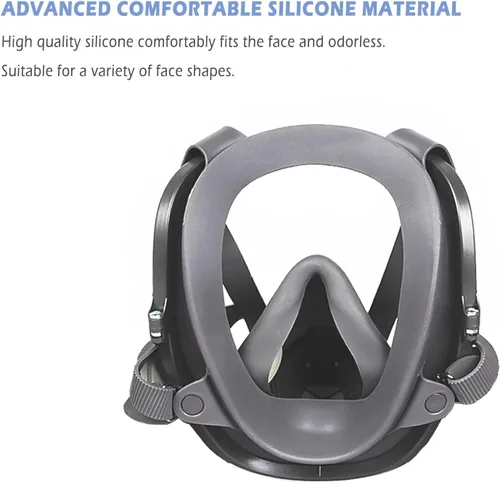 Vista 2 de Respirador de cara completa, compatible con recipiente de filtro de 1.575 in y filtro de aire de carbón activado para industrial, soldadura, pulido