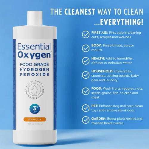 Vista 2 de Peróxido de hidrógeno de Essential Oxygen, 3 % de grado alimenticio, 857584005057, 1, 1