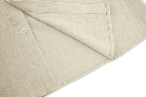 Vista 7 de Ryannology Camisas guayabera de lino de manga corta con botones para hombre, estilo casual, playa, campamento cubano, camisa mexicana para hombre
