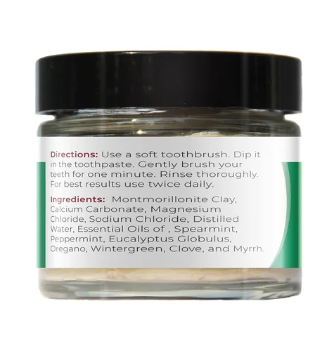 Vista 2 de Viva Doria Pasta de dientes mineralizante natural sin flúor - menta verde (frasco de vidrio de 3 onzas)