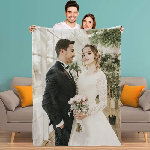 Vista 19 de Youltar Manta personalizada con fotos de texto, mantas personalizadas con imágenes para novia, parejas, marido, esposa, boda, utilizada como regalo