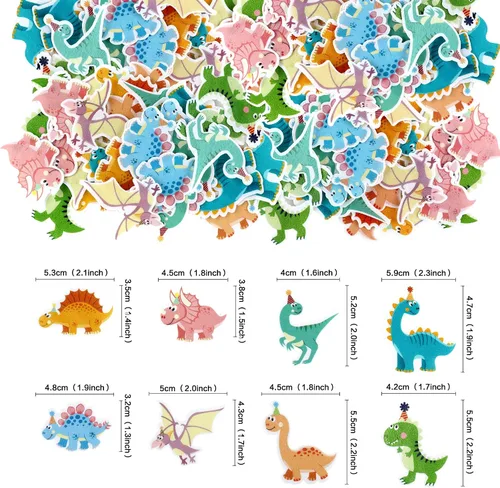 Vista 3 de Ercadio 40 piezas comestibles de dibujos animados de dinosaurios para cupcakes para bebida, decoración de tartas para temática de dinosaurios, baby
