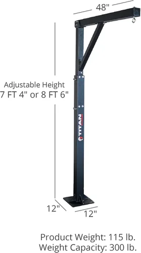 Vista 6 de Titan Fitness Soporte de boxeo para bolsa pesada, árbol único ajustable de 7 pies 4 pulgadas a 8 pies 6 pulgadas, entrenamiento de 360 grados