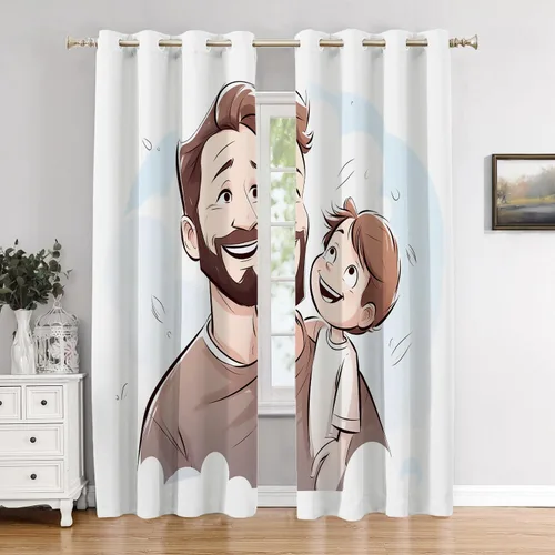 Vista 144 de Cortinas opacas de poliéster multicapa marrón con diseño de bosque natural, 2 unidades, 26 x 24 pulgadas