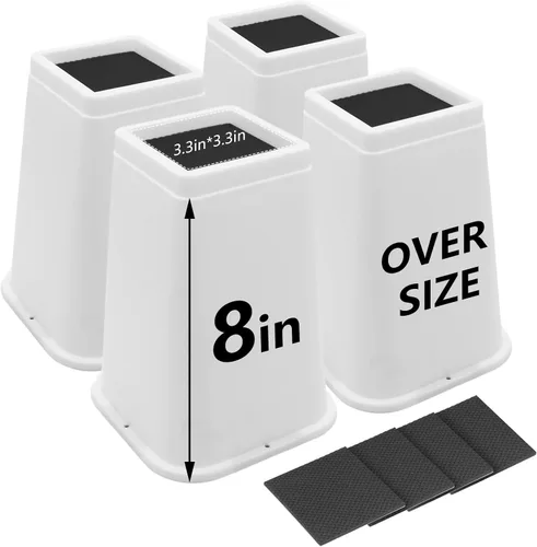 Vista 21 de Paquete de 4 elevadores de cama de 4 pulgadas resistentes, elevadores de muebles para dormitorio, tamaño individual XL, mesa, sofá, armario, marco