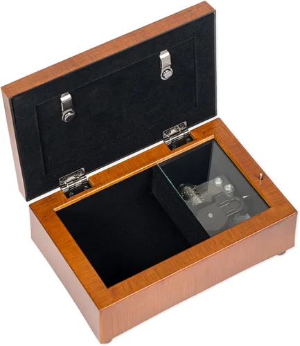 Vista 4 de Cottage Garden Caja de música Burlwood Jewelry con texto en inglés Daughter Sending Thoughts of Love