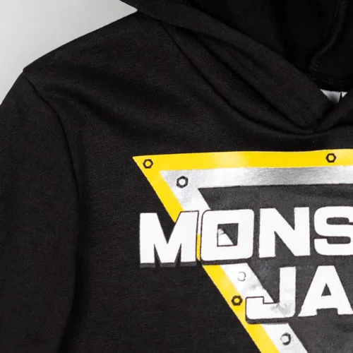 Vista 8 de Monster Jam Maximum Destruction El Toro Loco Grave Digger - Sudadera con capucha de forro polar para niños pequeños y grandes Negro