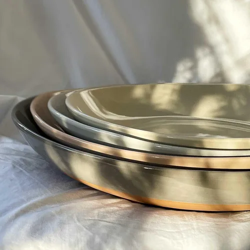 Vista 5 de Mora - Juego de 2 platos ovalados de cerámica grandes para el entretenimiento. Platos de cocina modernos para cenas, frutas, ensaladas, pavos, etc.