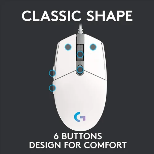 Vista 4 de Logitech G203 RGB - Mouse cableado para videojuegos