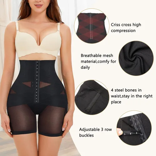 Vista 4 de JOSERGO Faja moldeadora de cuerpo para mujer, con control de abdomen, pantalones cortos para levantamiento de glúteos, fajas colombianas, entrenador