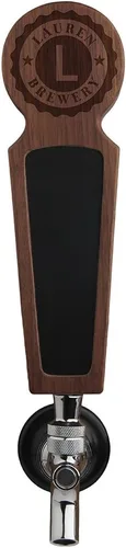 Vista 4 de Mango de grifo de cerveza personalizado grabado, mango de madera Kegerator, madera de nogal, 8.3 pulgadas de largo, regalos de cerveza