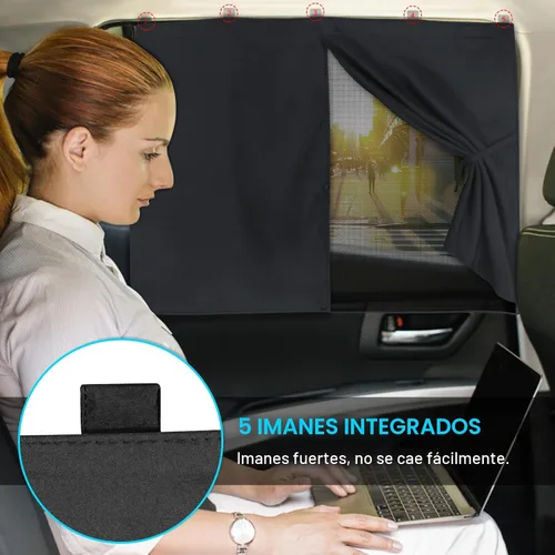 Vista 2 de Parasoles para Ventanas de Automóvil, 2 Piezas Magnético de Doble Capa Parasol Auto para Ventanas Laterales Privacidad Coberturas Completas/Opciones