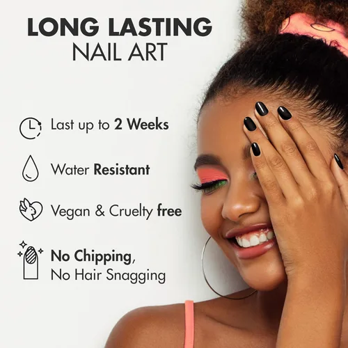 Vista 2 de MOYOU LONDON Tiras de uñas de gel semicuradas de color liso, 20 unidades. Envolturas de uñas de gel UV para manicura de calidad de salón, fácil