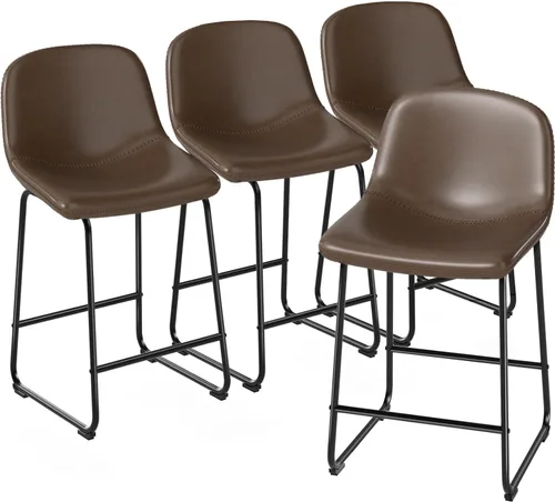 Vista 10 de TAVR Furniture Leathaire - Juego de 2 taburetes de tela con altura de mostrador, sillas de isla sin brazos, con capacidad para hasta 500 libras
