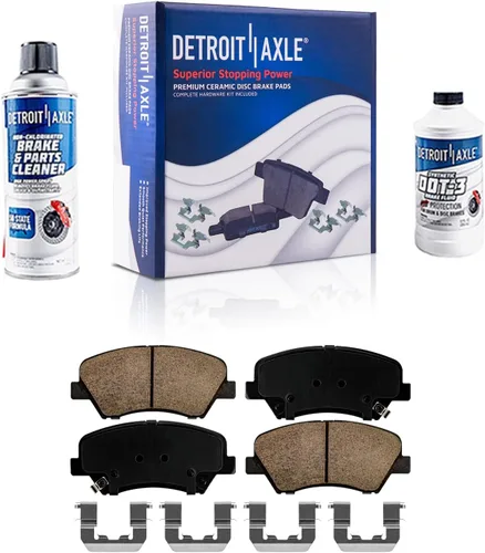 Vista 111 de Detroit Axle - Pastillas de freno para Ford F-150 99-03, 02 Lincoln Blackwood, Pastillas de freno de cerámica delanteras y traseras con repuesto