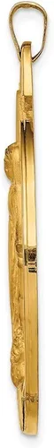 Vista 2 de 14k Yellow Gold Solid PolishedSatin Large Raised Round Milagros Medal Pendant