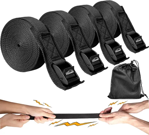 Vista 12 de WEDAMER Paquete de 2 correas de amarre para kayak de 8 pies con hebilla de leva de alta resistencia, correa ajustable para kayak, camiones 2Pack - 8