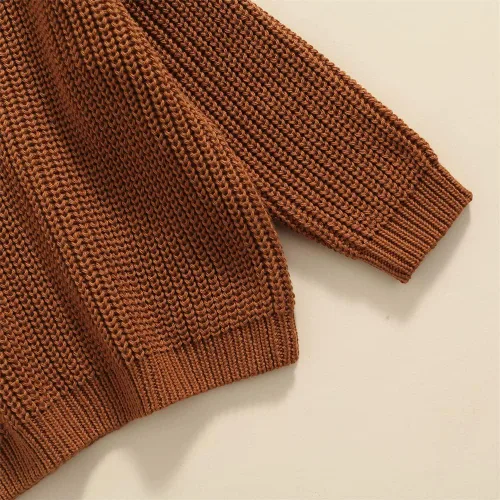 Vista 5 de Suéter de punto para bebé, unisex, suéter sin botones, cálido, de cuello redondo y manga larga para bebés y niños pequeños