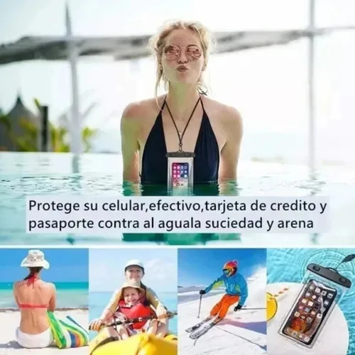 Vista 4 de Funda Estuche Impermeable Celular Universal Contra El Agua