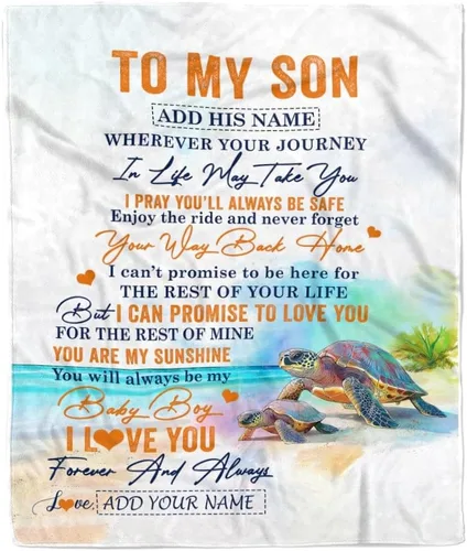 Vista 16 de Manta Personalizada "To My Son" de Mamá y Papá Regalos para Hijo que Va a la Universidad Cumpleaños Graduación Navidad Regalo Personalizado Manta