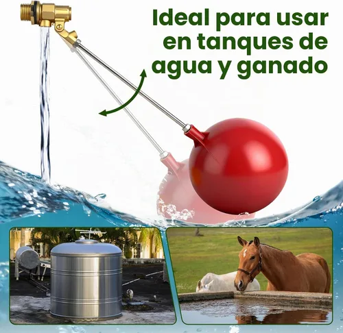 Vista 3 de Válvula de flotador de acero inoxidable para tanque de agua, válvula automática de control de nivel de agua con varilla ajustable, válvula