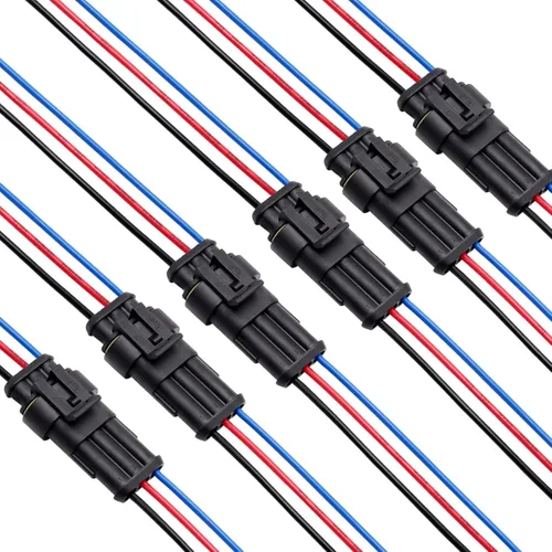 Vista 10 de Conector de 2 pines (kit de 6), conectores eléctricos automotrices de 18 AWG, conectores de cable impermeables, conectores eléctricos de 2 pines