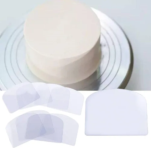 Vista 7 de Leadigol 10 raspadores de plástico para tartas, moldeador flexible de fondant para tartas, raspador de crema transparente para tartas, glaseado más