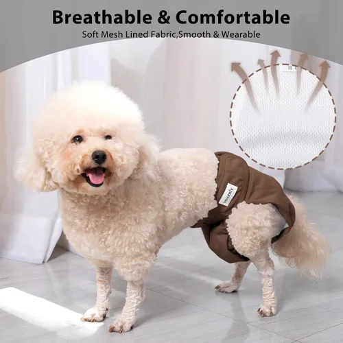 Vista 5 de Vecomfy Pañales Reutilizables para Perras para Perros Pequeños, (Paquete de 4) Pañales Absorbentes Fáciles para Cachorros Recién Nacidos