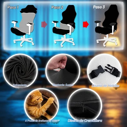 Vista 3 de Fundas para sillas de juegos, impresión 3D, elásticas, resistentes a los arañazos