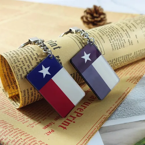 Vista 3 de QQSD Llavero con bandera de Texas, 2 unidades, Texas