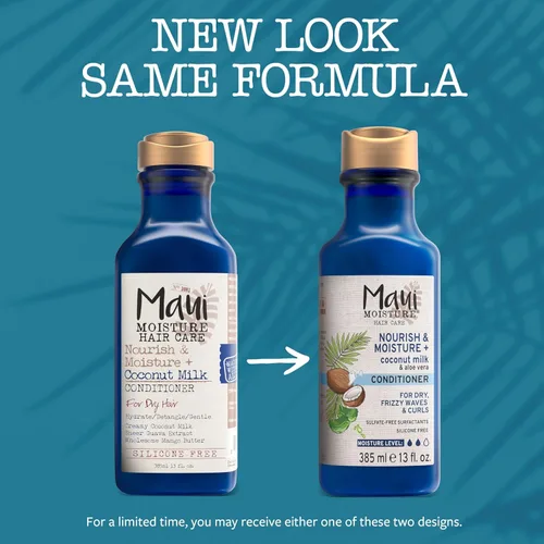 Vista 2 de Maui Moisture Acondicionador nutritivo y humectante + leche de coco para hidratar y desenredar el cabello rizado, acondicionador hidratante diario