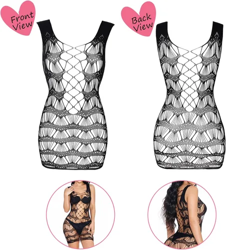 Vista 6 de Women's Fishnet Lingerie Lace Stockings Bodysuits Mesh Babydoll for Women