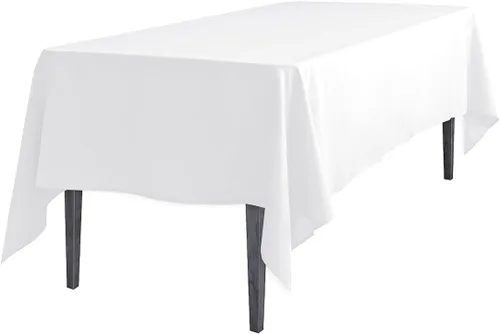 Vista 7 de LTC LINENS LinenMantel rectangular de poliéster de 60 x 102 pulgadas, color blanco (negro, 2)