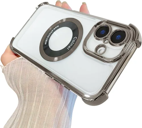 Vista 15 de Funda magnética transparente para iPhone 11, funda de lujo con cuatro esquinas brillantes, protección a prueba de golpes de grado militar