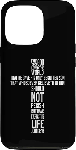 Vista 10 de Christian Cross John 3:16 Bible Verse Faith-Based Easter Case for iPhone 16