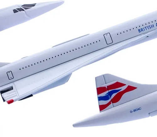 Vista 4 de Modelo de avión British Airways G-BOAC Concorde Modelo Avión Avión Metal Aviones de aleación fundida a presión para regalo y colección