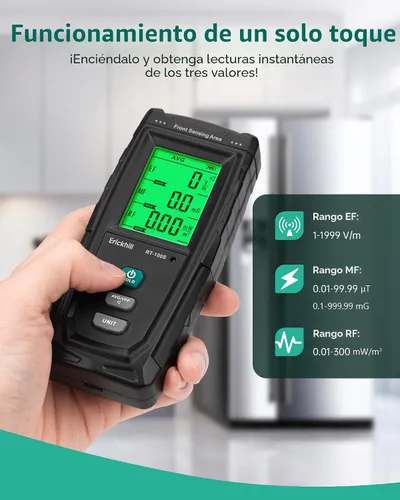 Vista 5 de ERICKHILL 3 en 1 Detector EMF, recargable EF, RF, MF, WiFi, 5G Detector