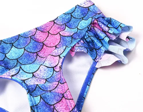 Vista 5 de Jxstar Trajes de baño de dos piezas con volantes de un hombro para niñas, ropa de playa y piscina
