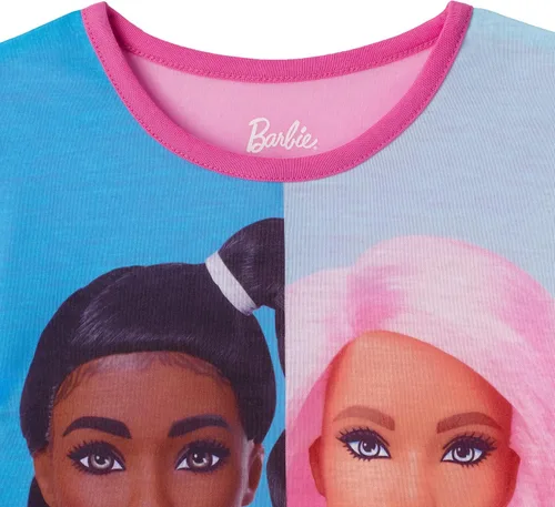 Vista 2 de Barbie Conjunto de pijama y camisa de dormir para niñas de 4 piezas para niñas