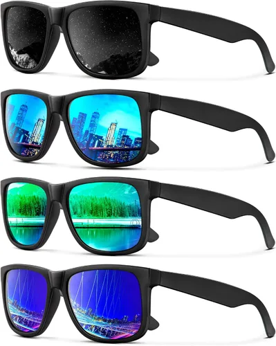 Vista 10 de KALIYADI Sunglasses Men Polarized Sun glasses for Mens Womens Classic Matte Black Frame UV Protection 3pack negro + negro + amarillo + amarillo