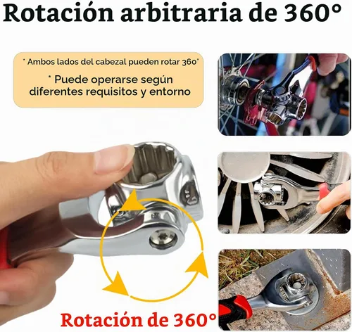 Vista 5 de Llave Universal 52 en 1 Llave de Vaso Herramienta de Llaves Multifunción con Cabezal Giratorio de 360°, Herramienta de Llave para Hogar y Reparación