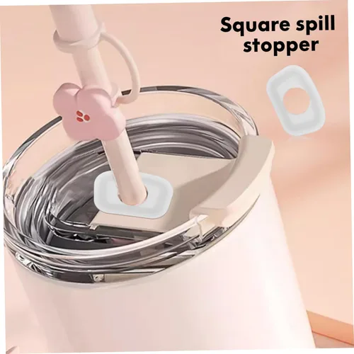 Vista 3 de 12Pcs Silicone Leakproof Stopper Set with Straw Cover Cap and Cleaning Brushes Compatible with Stanley Cup and Spill Stoppers for Spill Protection