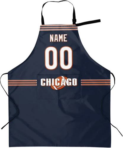 Vista 26 de Delantal con bolsillos, nombre personalizado y número, regalos personalizados para hombres y mujeres fanáticos del fútbol