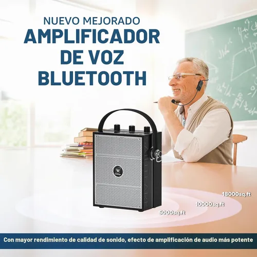 Vista 2 de Amplificador de voz Bluetooth 5.3 con auriculares de micrófono inalámbrico, micrófono amplificador inalámbrico personal para profesores, megafonía