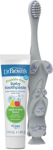 Vista 20 de Dr. Brown's Cepillo de dientes para niños pequeños, dinosaurio, verde, paquete de 1