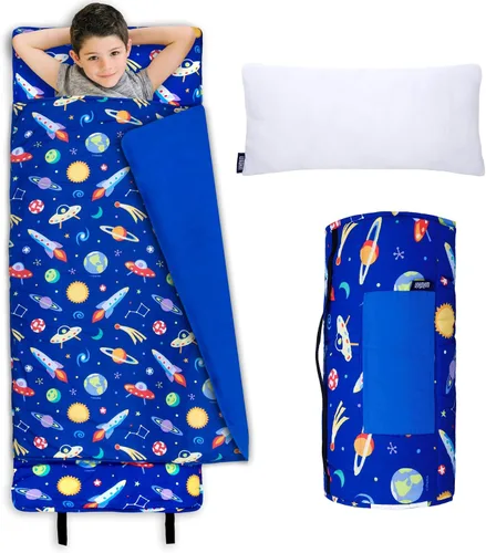 Vista 19 de Wildkin Kids Nap Mat with Pillow for Boys & Girls – Soft & Cozy Toddler Sleep Mat for Daycare, Preschool, Kindergarten & Travel, Ages 3–7, Machine
