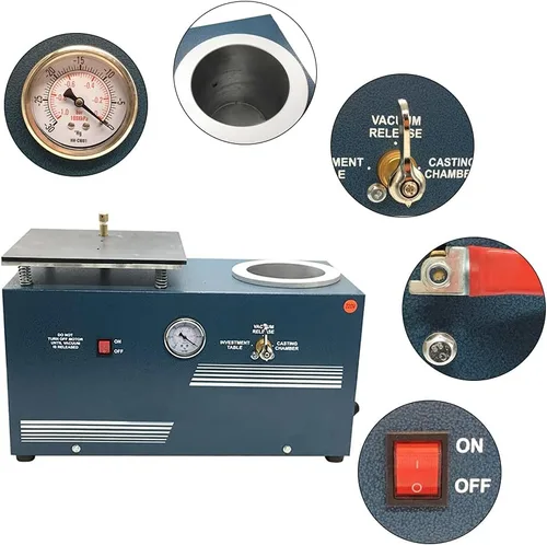 Vista 3 de Combinación de fundición de cera perdida de joyería de 375W Máquina de fundición combinada 2L Máquina de succión al vacío Máquina de fundición