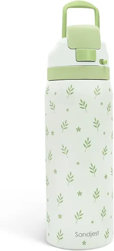 Vista 45 de Botella de agua aislada de acero inoxidable SANDJEST con pajita para deportes y viajes, la mejor tía de siempre, 946ml, regalos para mujeres, día